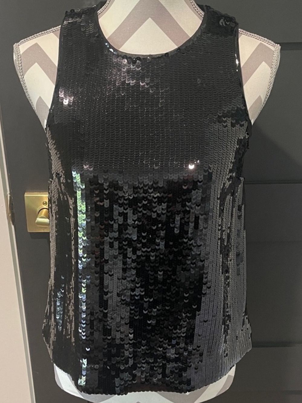 J Crew Sequined Luxury Black Tank Size XS